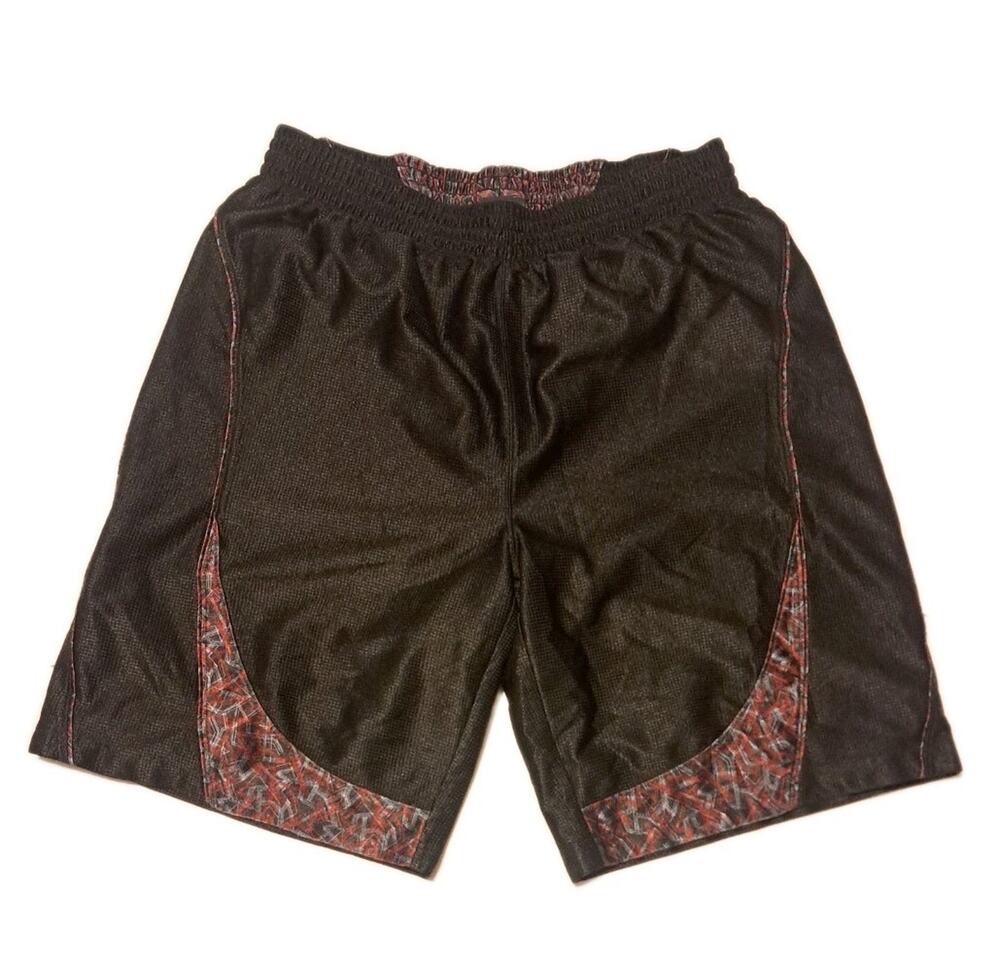 Champs Sports Men’s 2XL Black Mesh Basketball Shorts Red Trim Drawstring Y2K